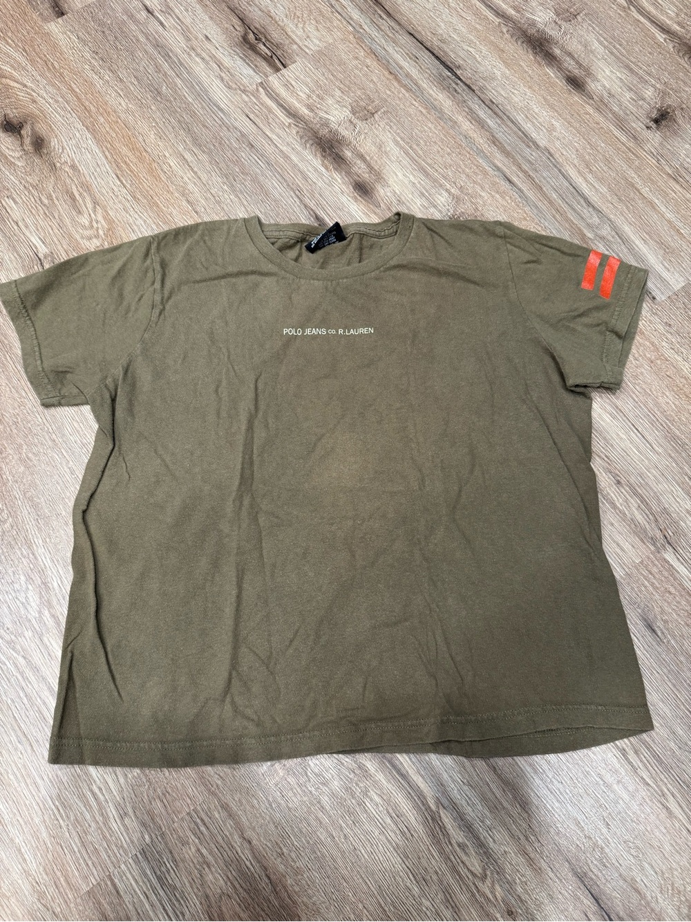 Y2K Polo Jeans Co. Ralph Lauren Olive Short Sleeve Tee with Orange Stripe